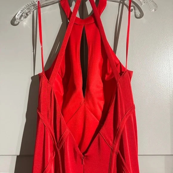 Red Halter Prom Dress - Picture 4 of 7